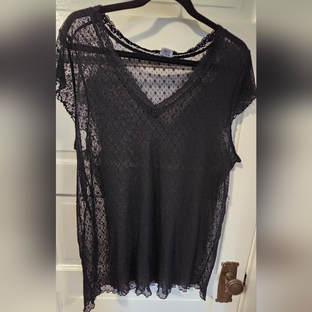 Black Lace V-Neck Maternity Top